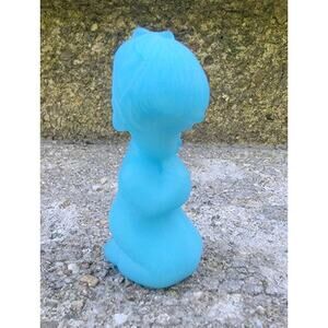 Vintage Blue Satin Sky Fenton Girl Praying Figurine Collectors Item